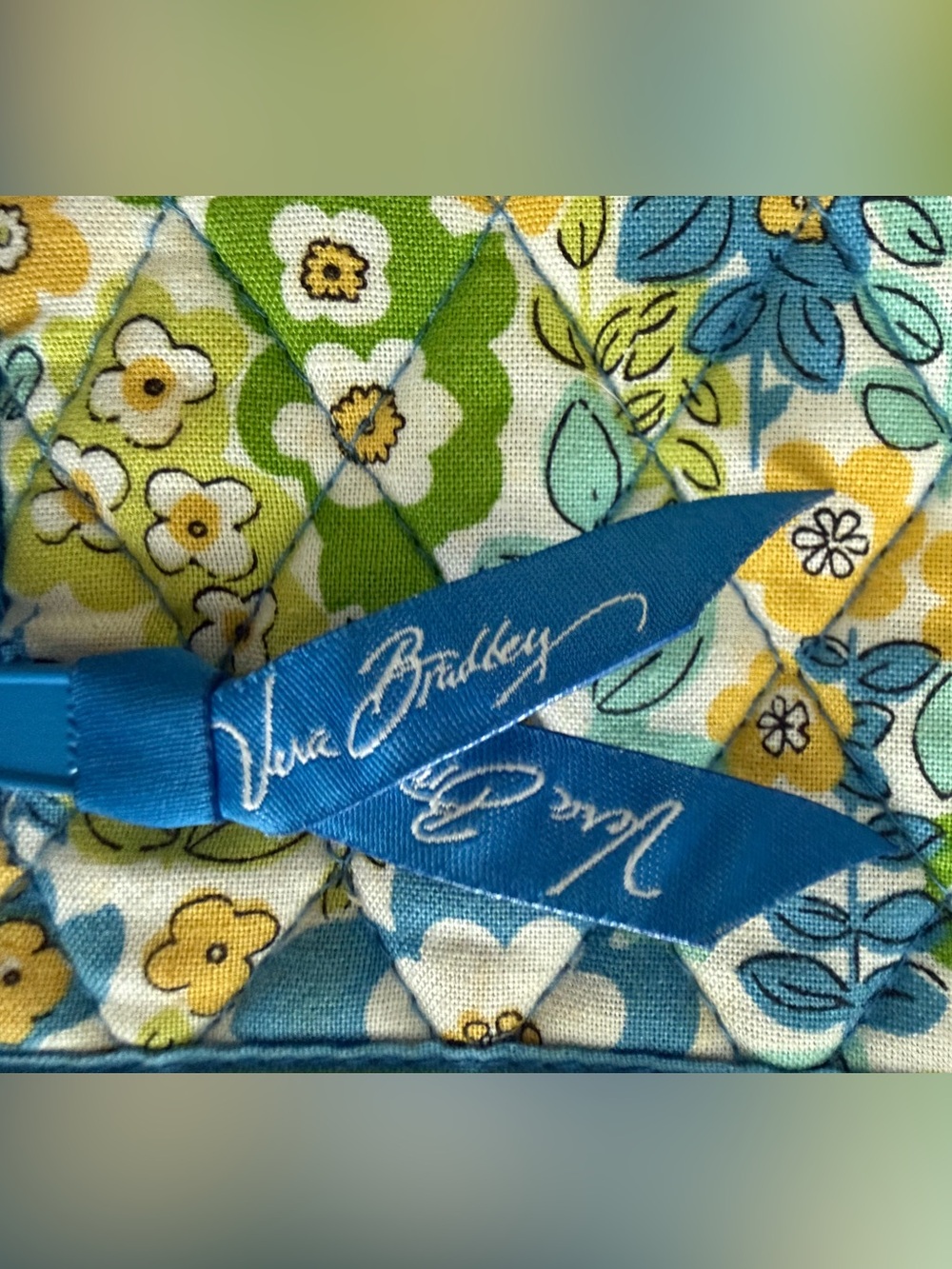 Vera Bradley English Meadow Quilted Floral Travel Bag in Blue, Green & Yellow - Picture 7 of 7